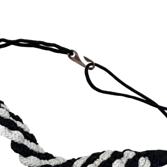 Black White Rope‎ Belt Coastal Nautical Waist Belt Preppy Boho M/L 36" - Picture 6 of 6